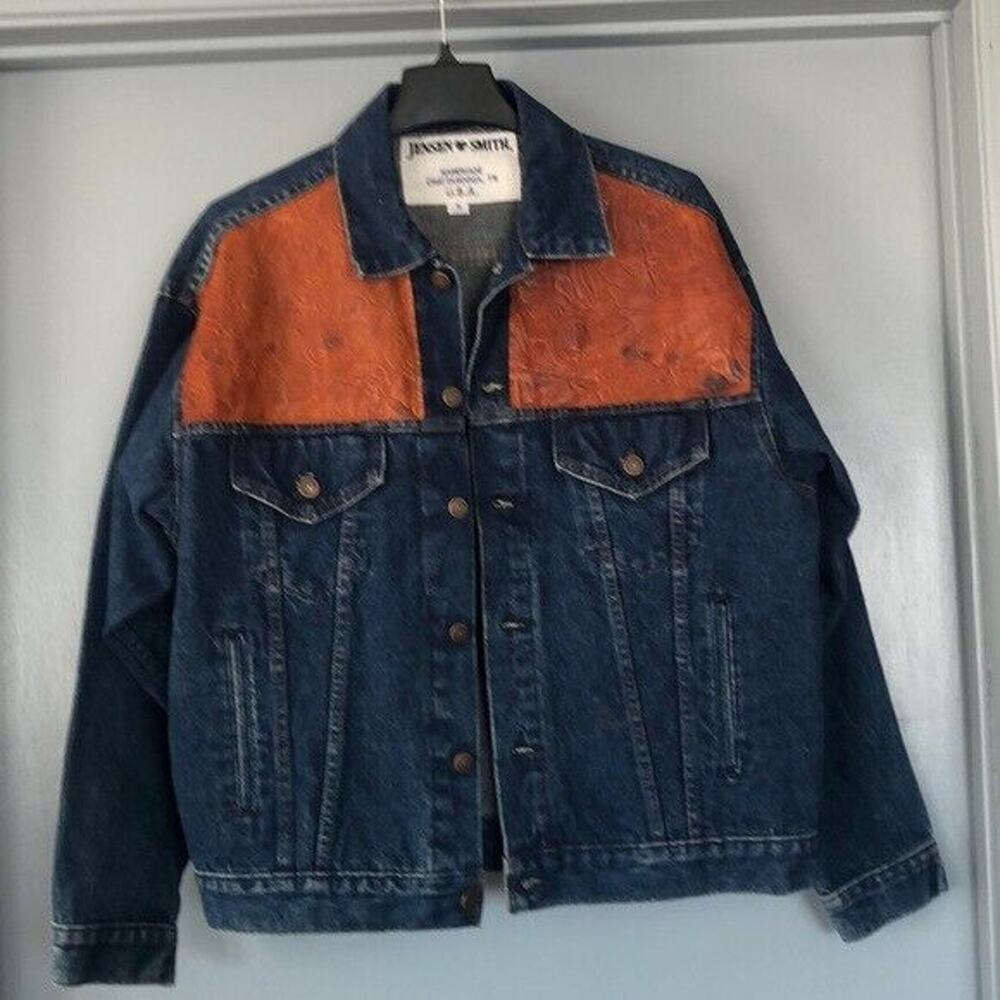 Vintage Jensen Smith Mens Size M Cowboy Jean Leather Denim Jacket Handmade